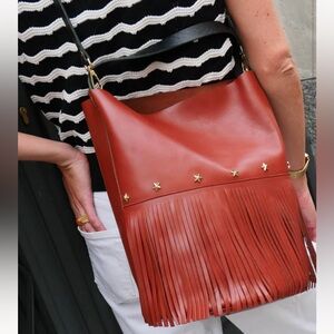 NWT New mercules BUCKET FRINGES tile bag cross body or shoulder $545